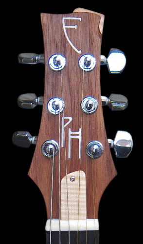 Custom-1 electric guitar head with pearl inlay